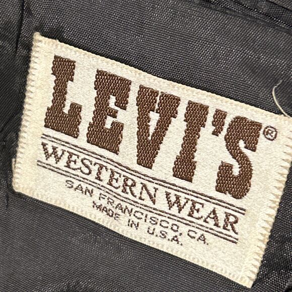 80s Levis Western Wear Blazer Jacket Men Medium Chest 22 Business PeaCoat Office - Picture 3 of 14